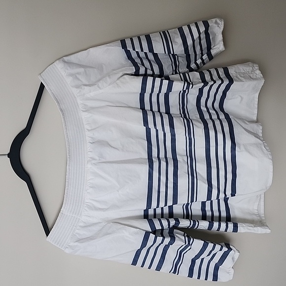  NWT Vineyard Vines Breaker Stripe Off‑The‑Shoulder Top White/Navy Size XS - Picture 5 of 7